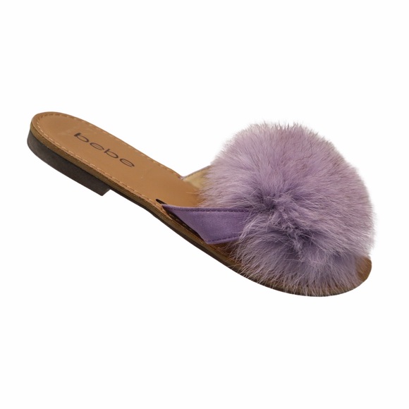 Purple flip-flop Purple Fur Pom Thong Sandal NWB - Picture 1 of 9